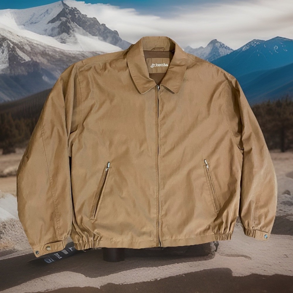 St. John's Bay Faux Leather bomber style Jacket Men's‎ 2XL Mesh Lining Brown